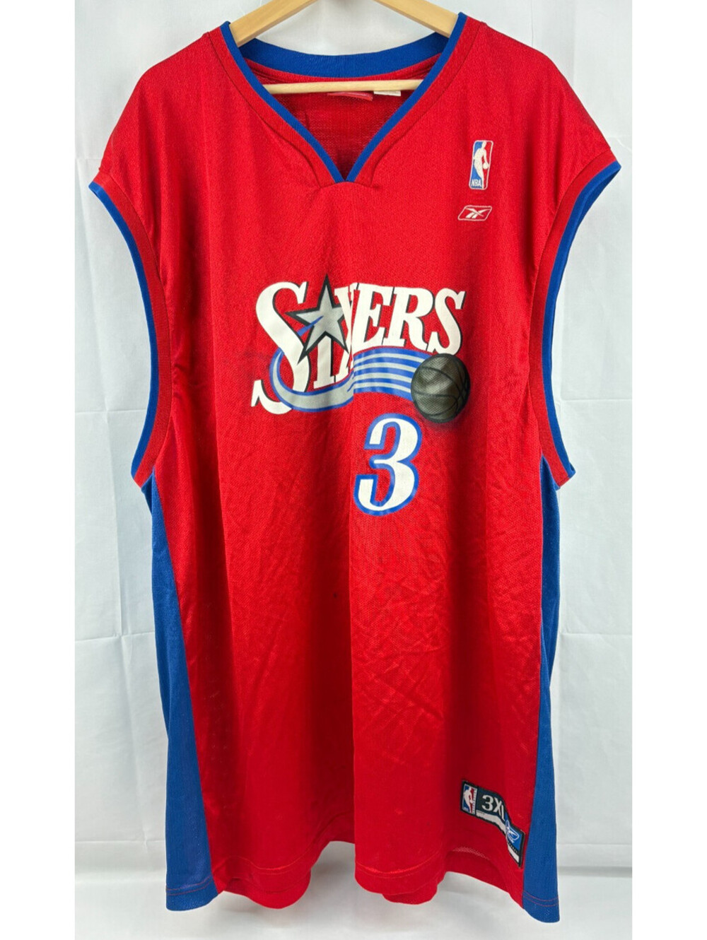 NBA Philadelphia 76ers Allen Iverson Vintage Reebok Basketball Jersey 3XL
